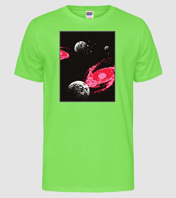 Cosmos Spațiu model verde neon pe tricou