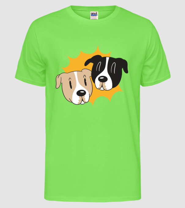 Capete de câini model verde neon pe tricou