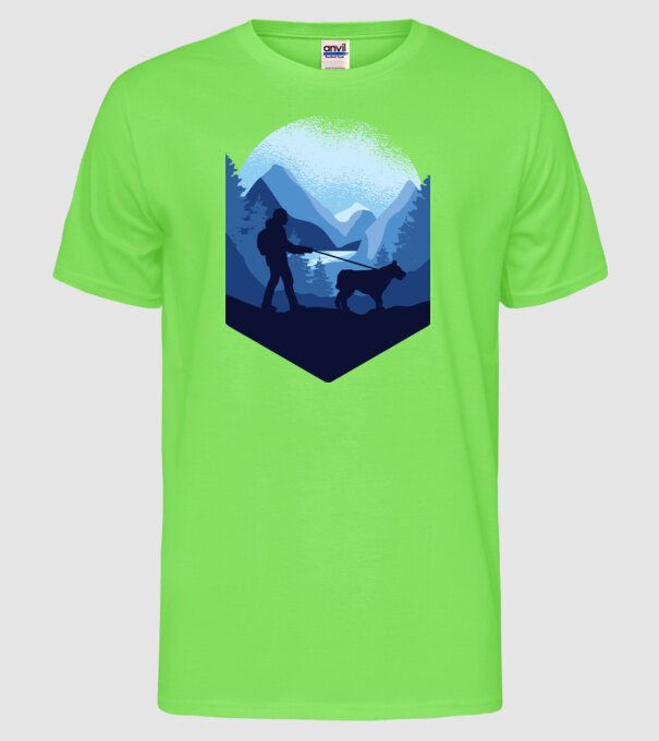 Excursie cu Câine model verde neon pe tricou