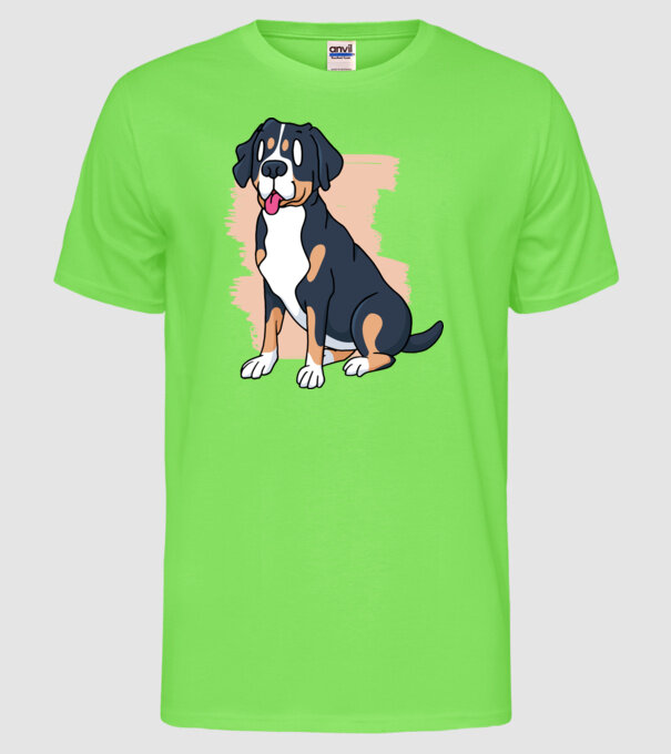 Câine model verde neon pe tricou