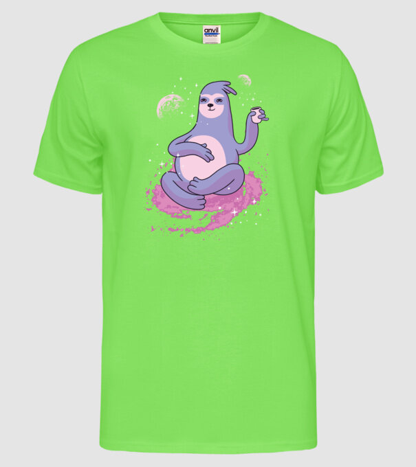 Leneș în spațiu model verde neon pe tricou