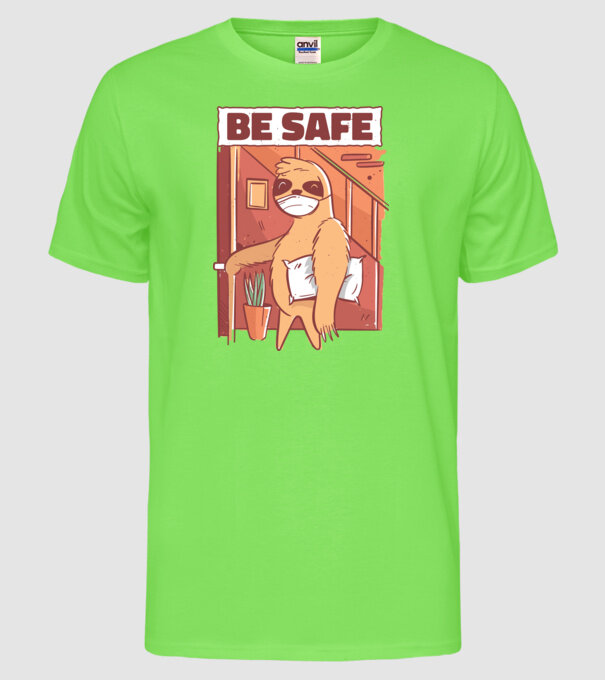 Leneș Be Safe model verde neon pe tricou