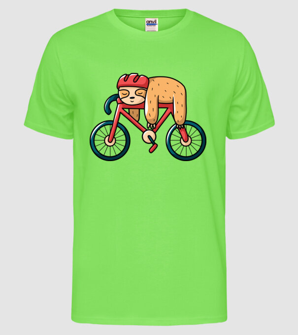 Leneș pe bicicletă model verde neon pe tricou