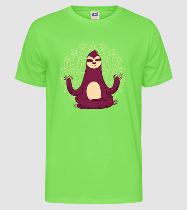 Leneș Meditație Yoga model verde neon pe tricou
