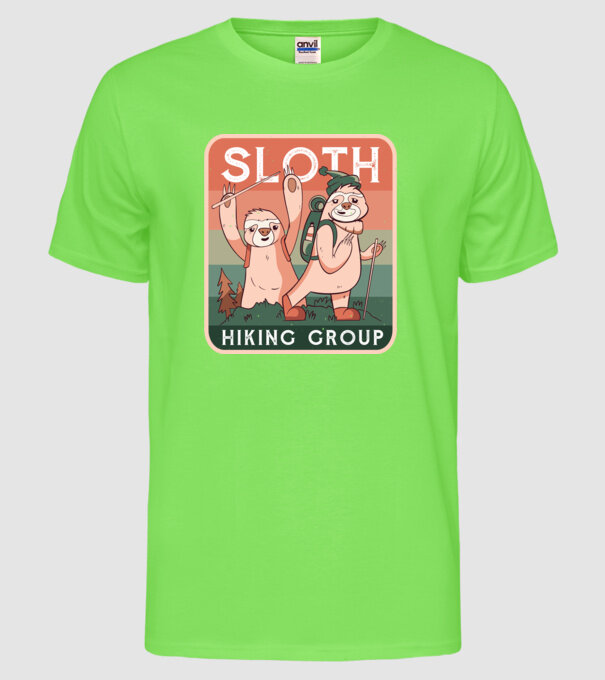 Grupul de amatori de drumeție Leneș model verde neon pe tricou