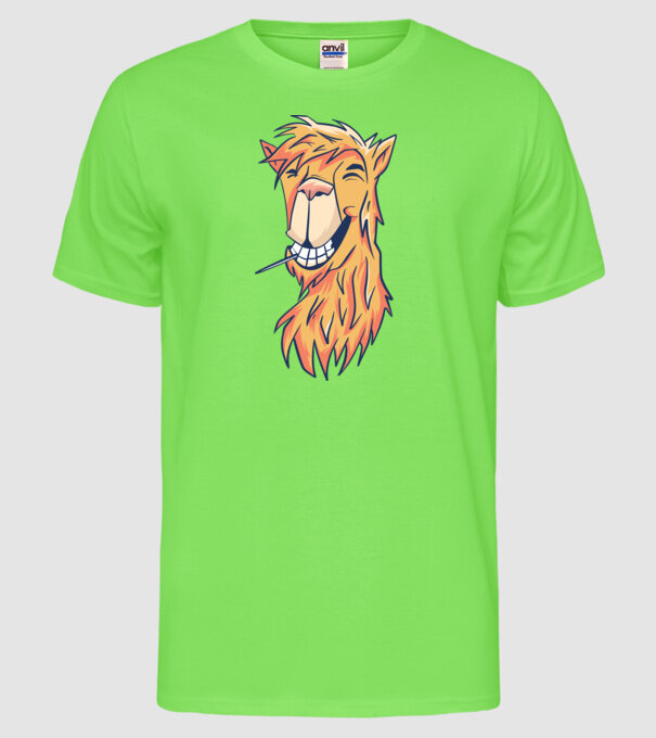 Cap de Lama model verde neon pe tricou
