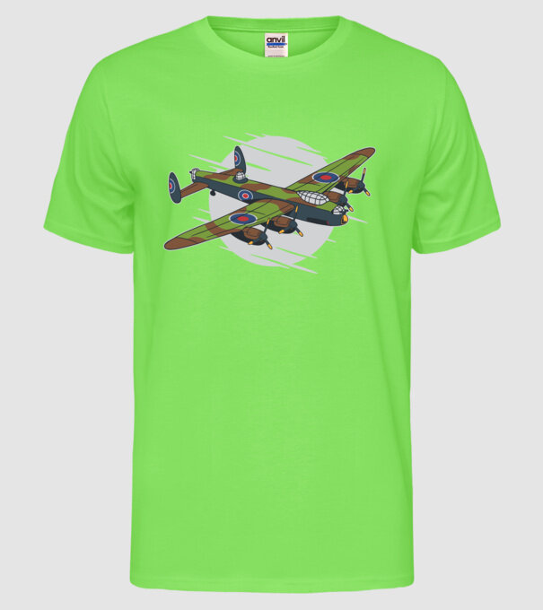 Avion bombardier Lancaster model verde neon pe tricou