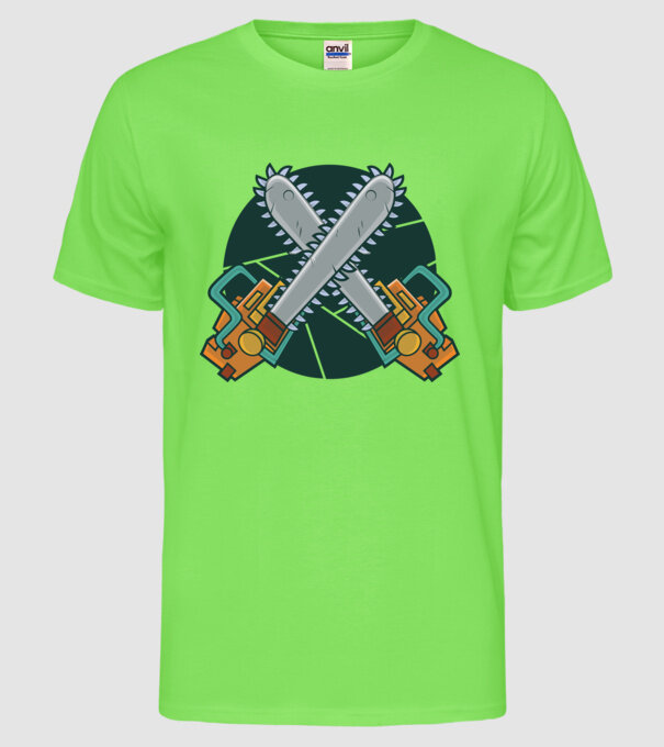 Drujbă tăietor de lemne model verde neon pe tricou