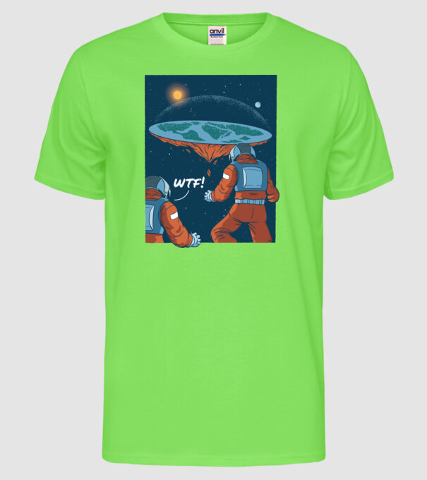 Astronaut Pământ plat model verde neon pe tricou