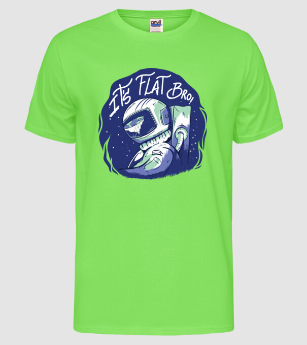 Astronaut Pământ plat model verde neon pe tricou