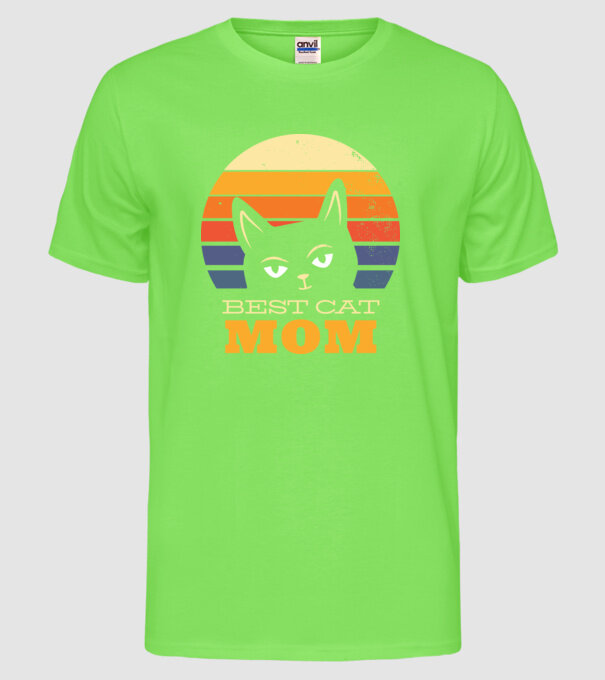 Cea mai bună mamă pisică model verde neon pe tricou