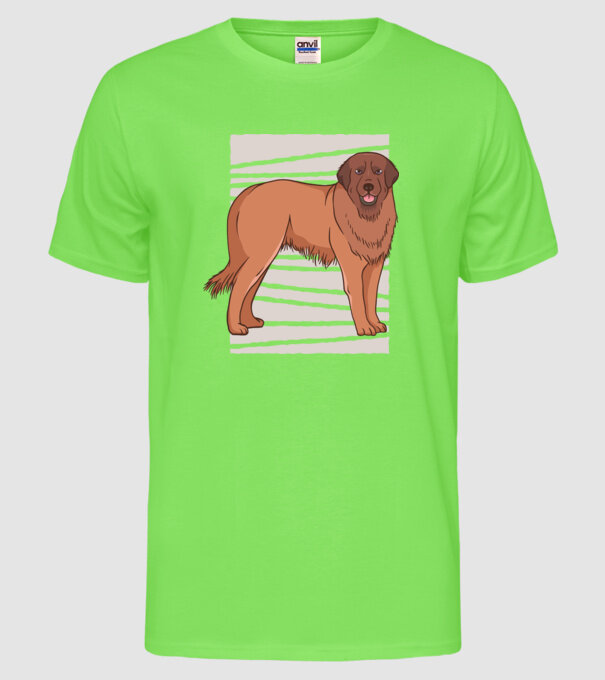 Câine ciobănesc Leonberg model verde neon pe tricou