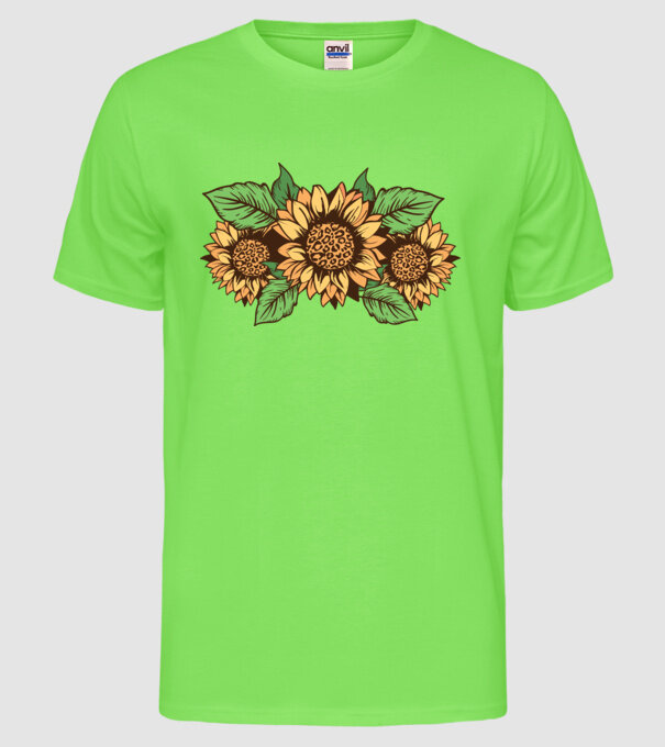Floare leopard model verde neon pe tricou