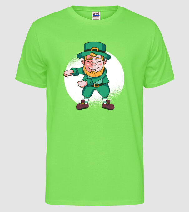 Leprechaun Floss - St. Patrick DAB dans model verde neon pe tricou
