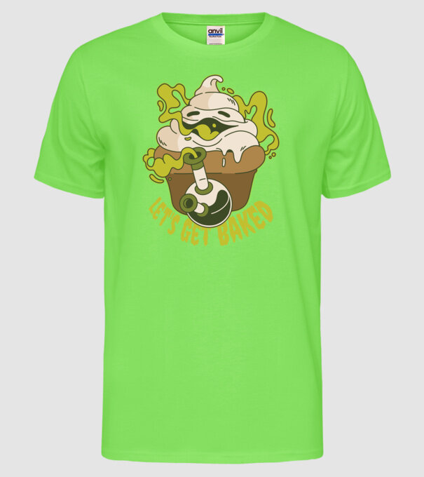 'Let''s Get Baked' model verde neon pe tricou