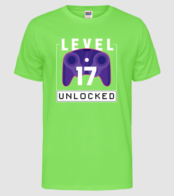 Level 17 Unlocked Gamer Birthday model verde neon pe tricou