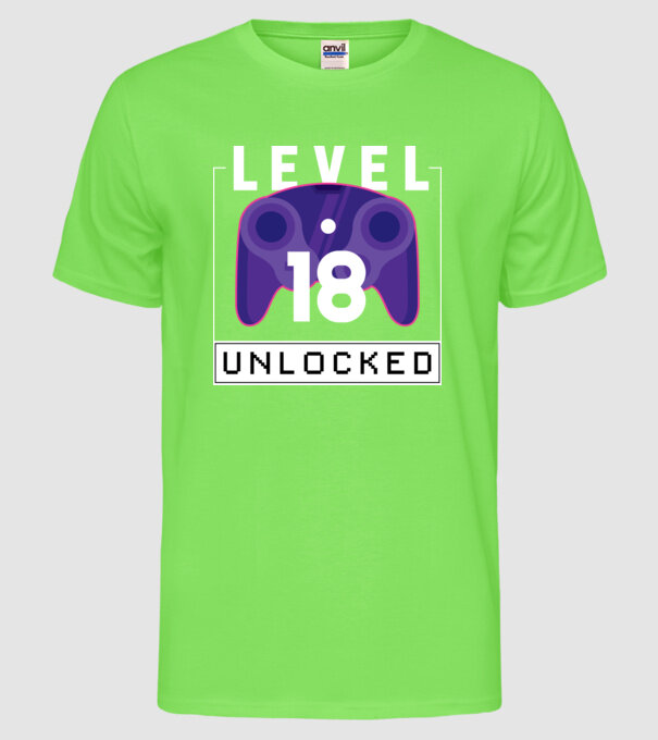 Level 18 Unlocked Gamer Birthday model verde neon pe tricou