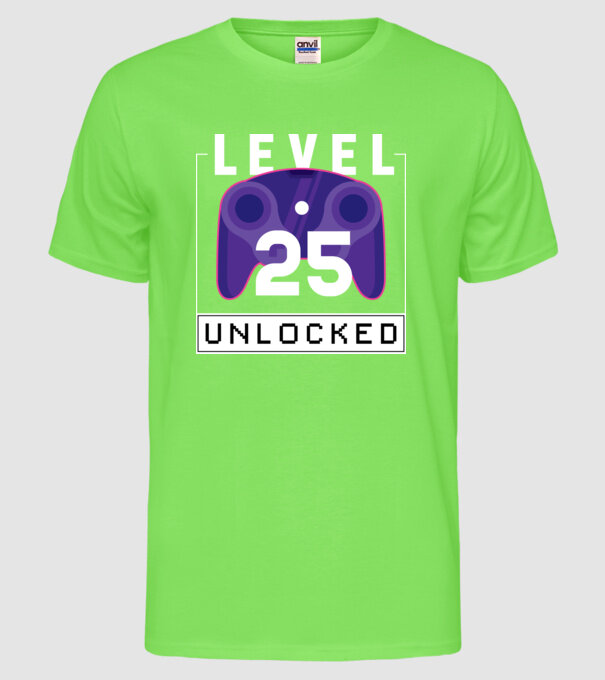 Level 25 Unlocked Gamer Birthday model verde neon pe tricou