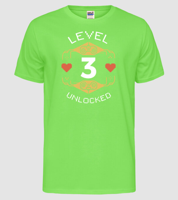 Level 3 Unlocked Gamer Birthday model verde neon pe tricou