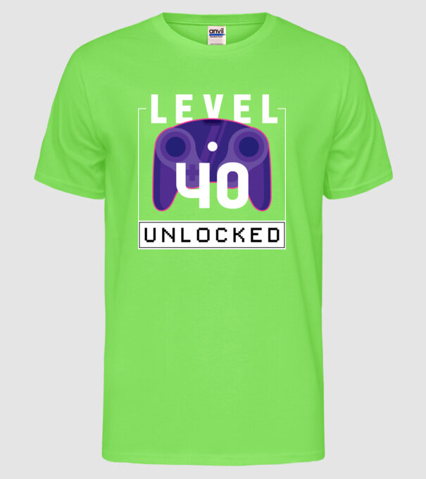 Level 40 Unlocked Gamer Birthday model verde neon pe tricou