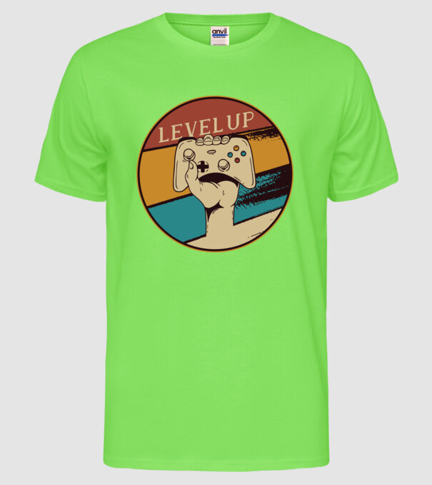 Level up - Trecere nivel Gamer model verde neon pe tricou