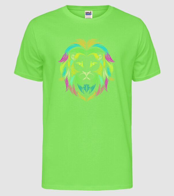 lion line art design model verde neon pe tricou