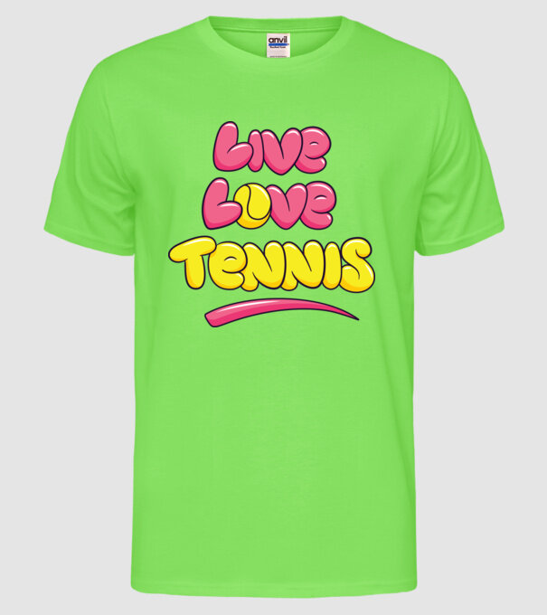Live Love Tennis model verde neon pe tricou