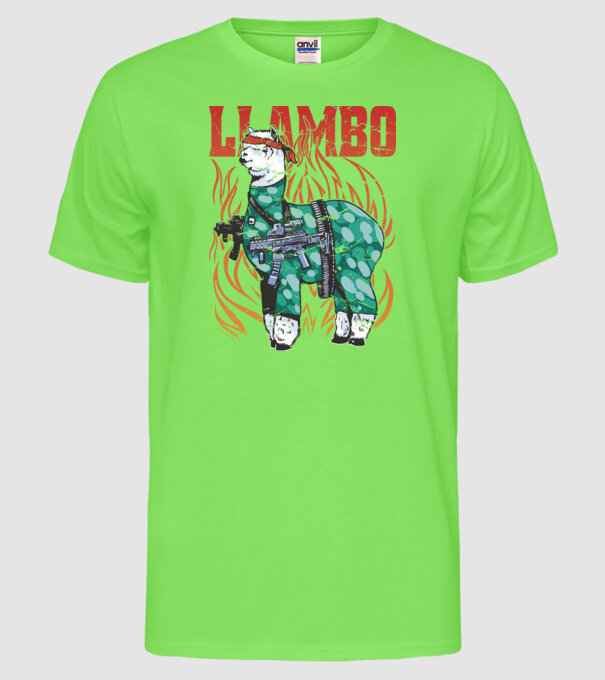 Llambo Lama model verde neon pe tricou
