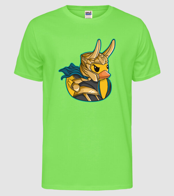 Rață Loki model verde neon pe tricou