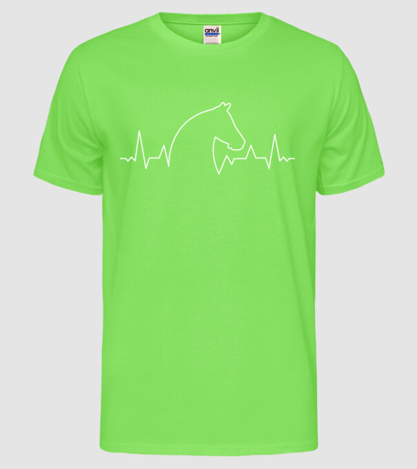 Bătăi de inimă cu cal model verde neon pe tricou