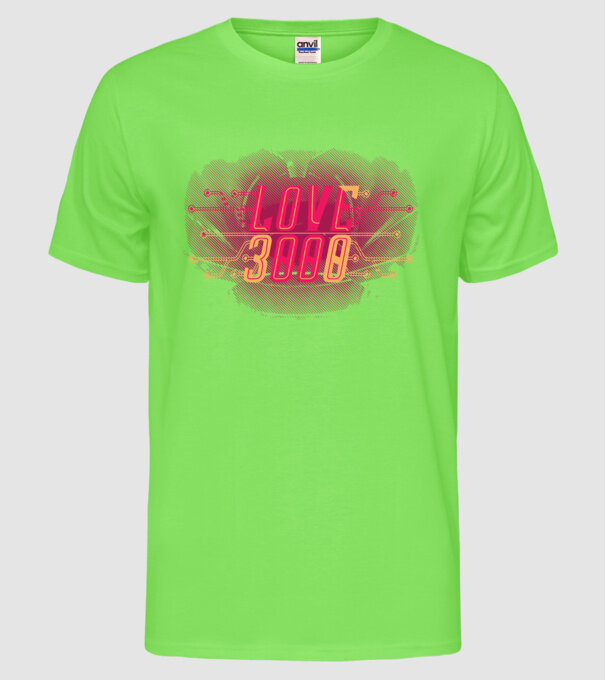Love 3000 model verde neon pe tricou