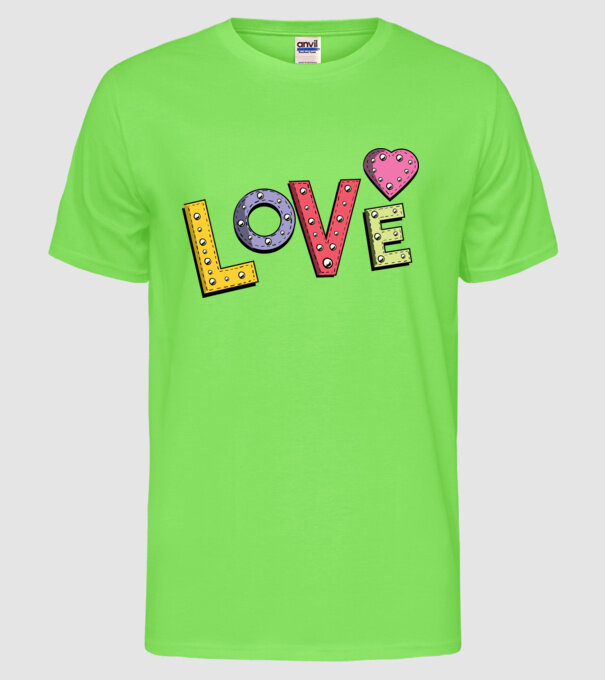 'Inscripție Love pentru Valentine''s Day' model verde neon pe tricou