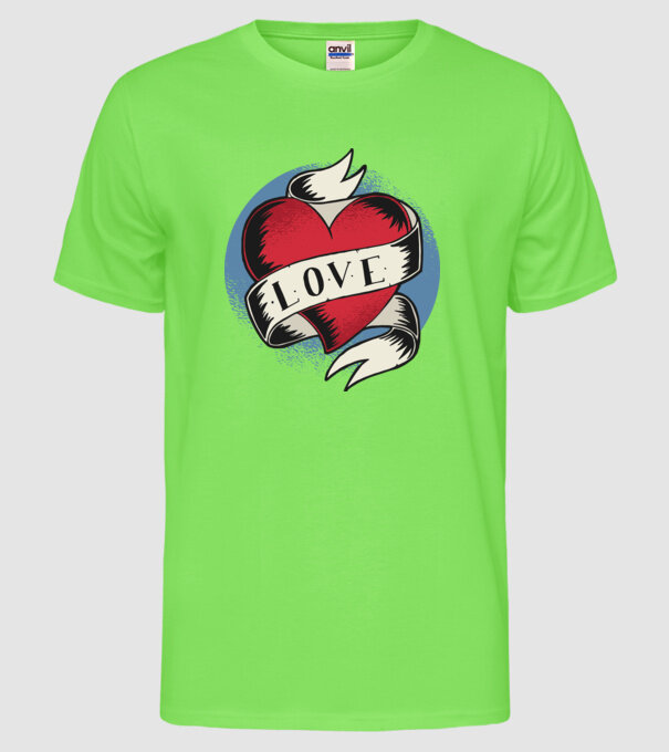 'Love Tatuaj pentru Valentine''s Day' model verde neon pe tricou