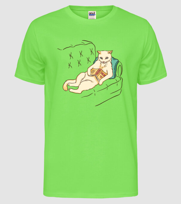 Odihnă Pisică model verde neon pe tricou
