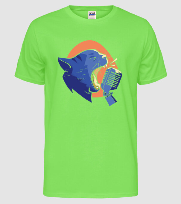 Urlet de Pisică model verde neon pe tricou