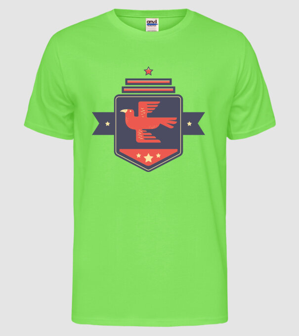 Stemă pasăre model verde neon pe tricou