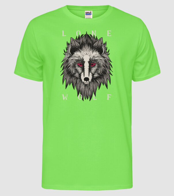 Lup Singuratic model verde neon pe tricou