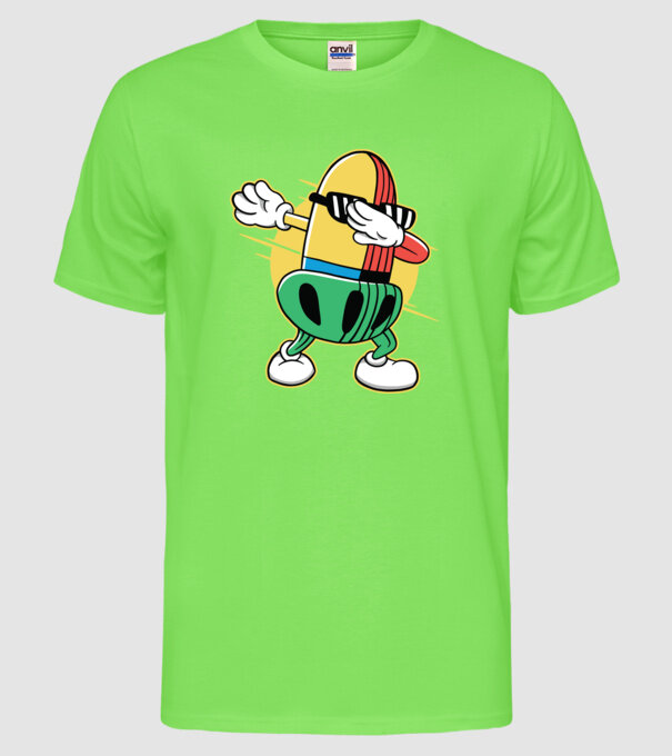 Ghindă DAB cărți de joc maghiare model verde neon pe tricou
