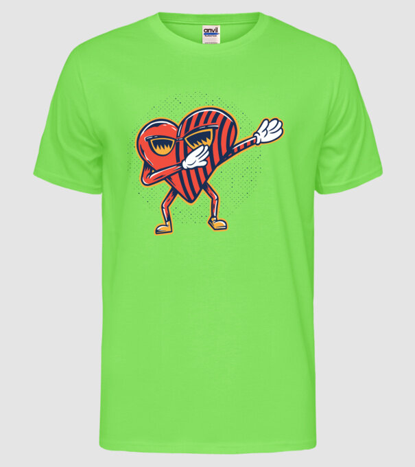 Inimă DAB cărți de joc maghiare model verde neon pe tricou