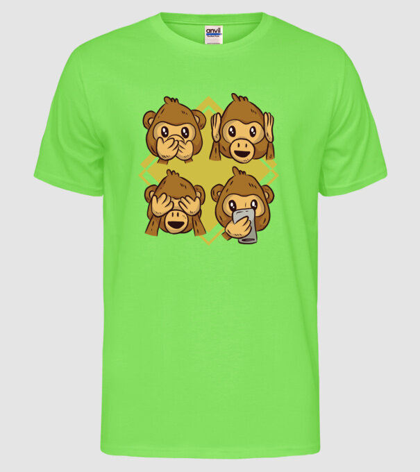 Icoane maimuță model verde neon pe tricou