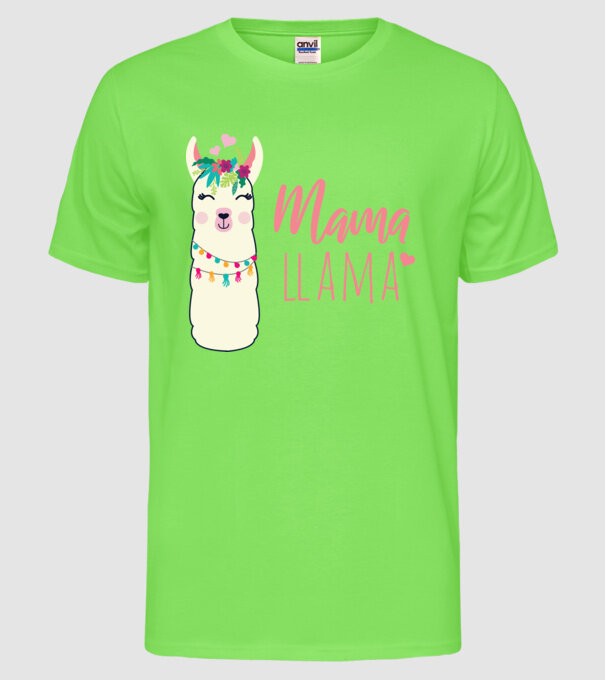 Mama Llama model verde neon pe tricou