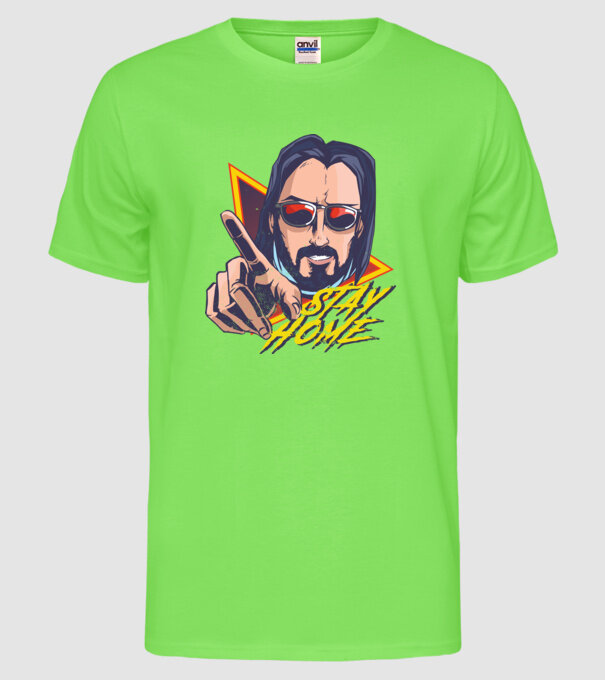 Stai acasă - Stay home model verde neon pe tricou