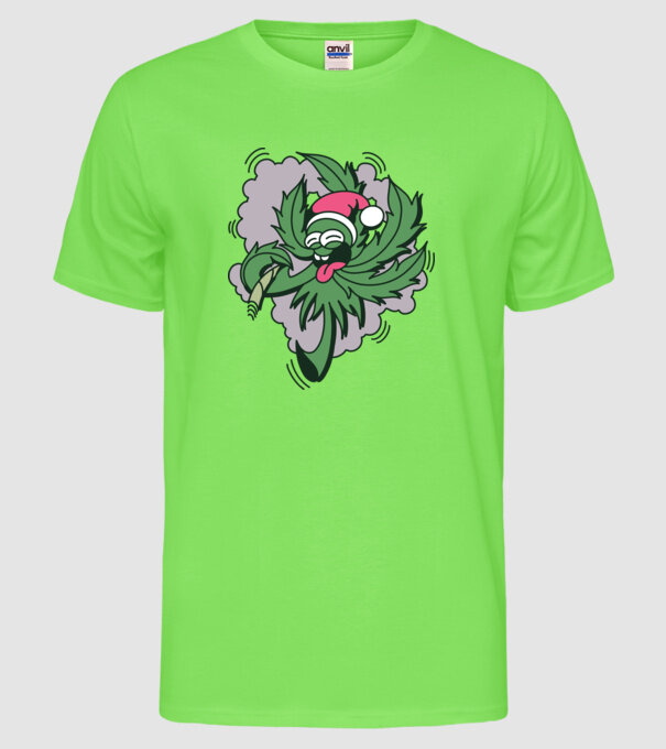Marijuana Santa model verde neon pe tricou