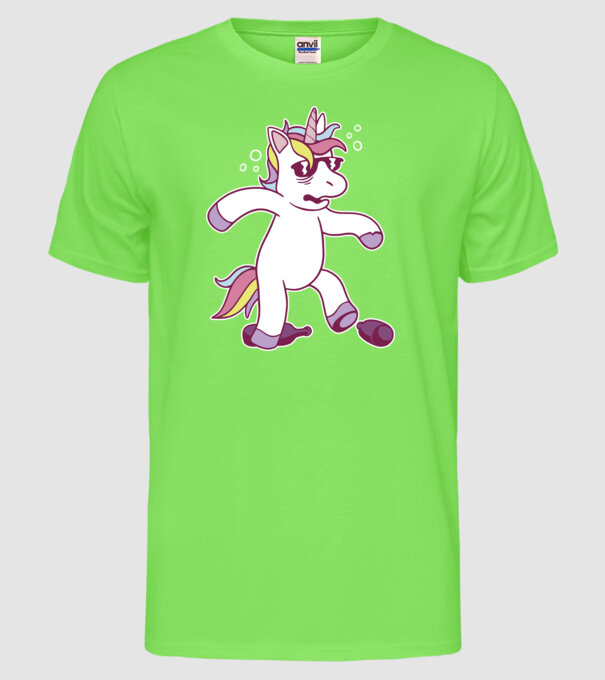 Mahmureală unicorn model verde neon pe tricou