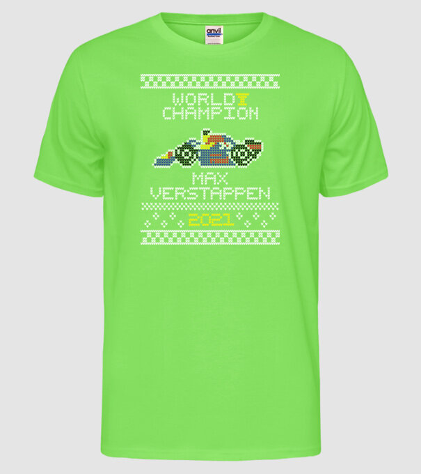 Max Verstappen campion mondial Formula 1 model verde neon pe tricou