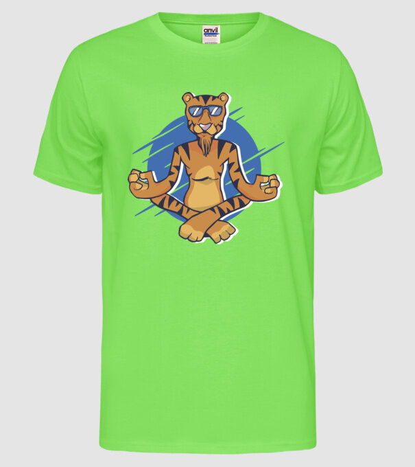 Tigru meditator model verde neon pe tricou