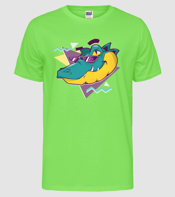 Aligator cool model verde neon pe tricou