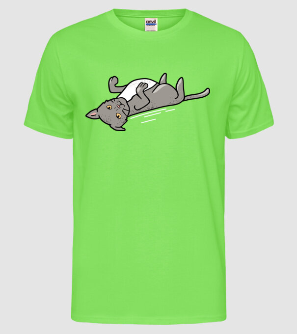 Pisică Cool model verde neon pe tricou