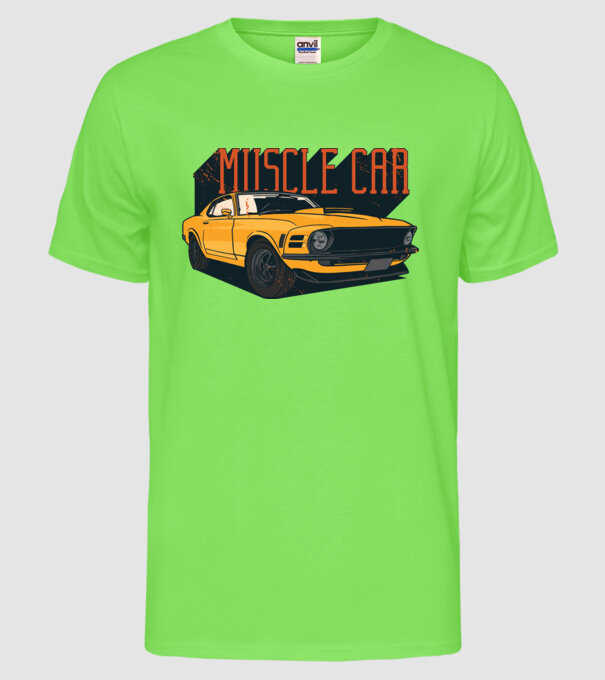 Mașină sport cool model verde neon pe tricou