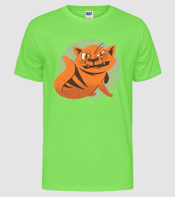 Pisică Supărată model verde neon pe tricou